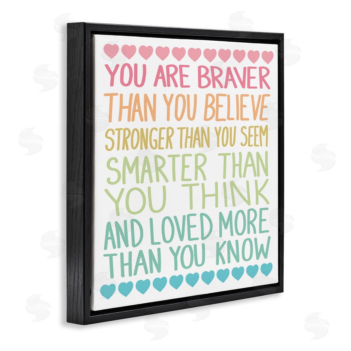 Rainbow Confidence Phrases Black Floating Frame Canvas Wall Art, Home Decor by Sweet Melody Designs