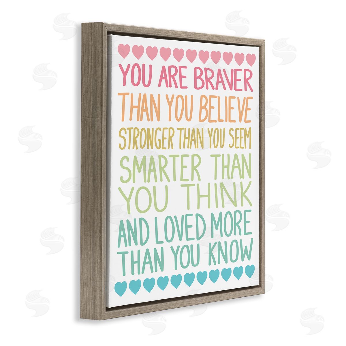 Rainbow Confidence Phrases Brown Floating Frame Canvas Wall Art, Home Decor by Sweet Melody Designs