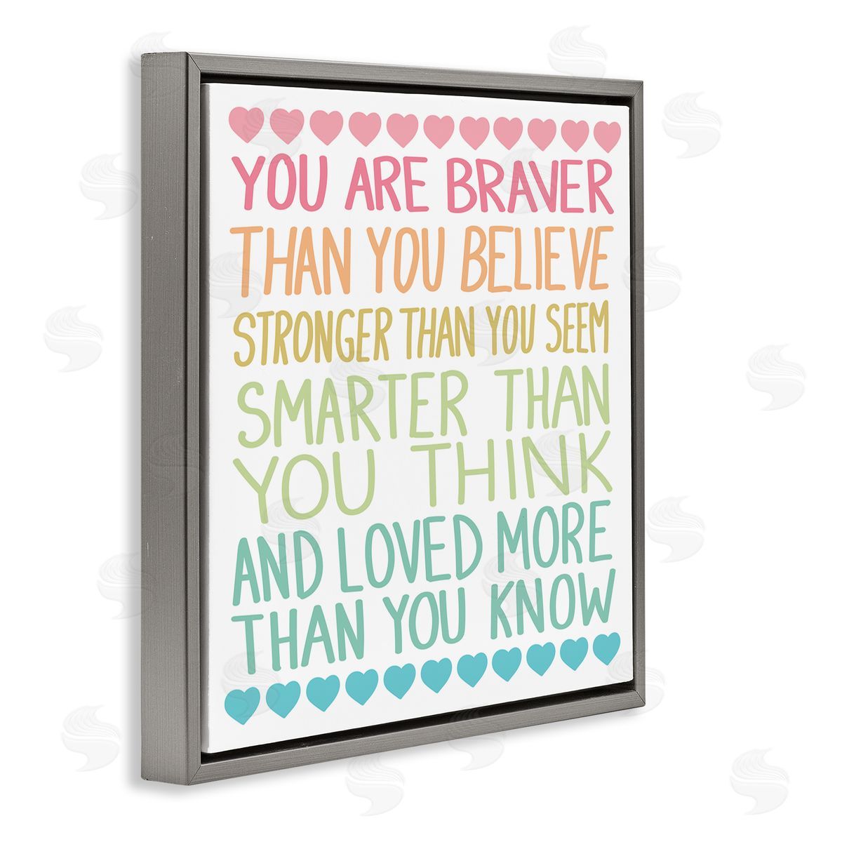 Rainbow Confidence Phrases Grey Floating Frame Canvas Wall Art, Home Decor by Sweet Melody Designs