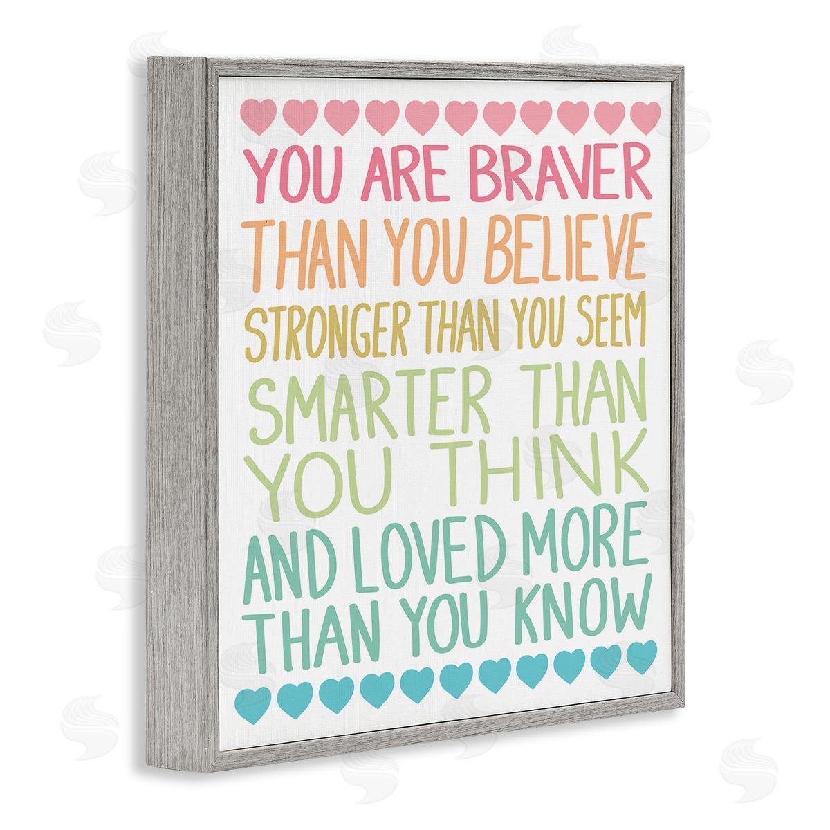 Rainbow Confidence Phrases Grey Frame Print Wall Art, Home Decor by Sweet Melody Designs