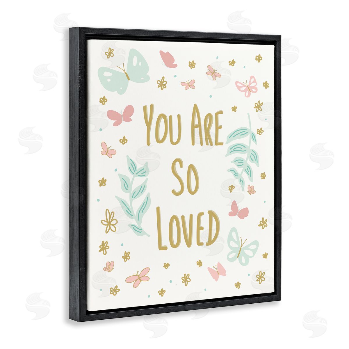 So Loved Uplifting Flowers Black Floating Frame Canvas Wall Art, Home Decor by Sweet Melody Designs