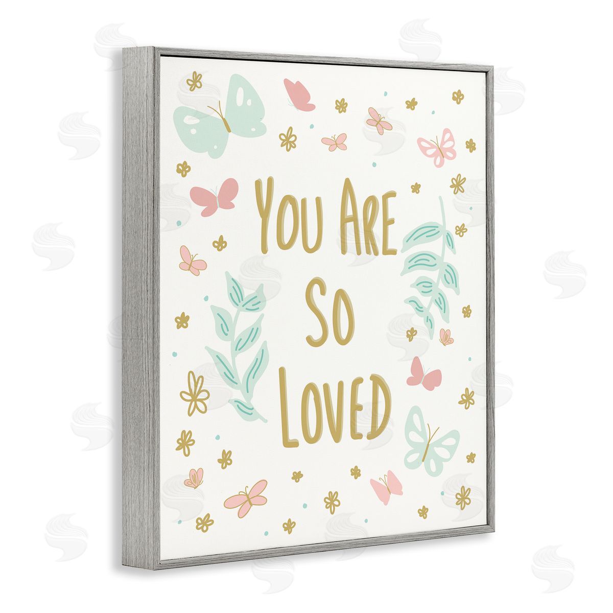 So Loved Uplifting Flowers Grey Frame Print Wall Art, Home Decor by Sweet Melody Designs
