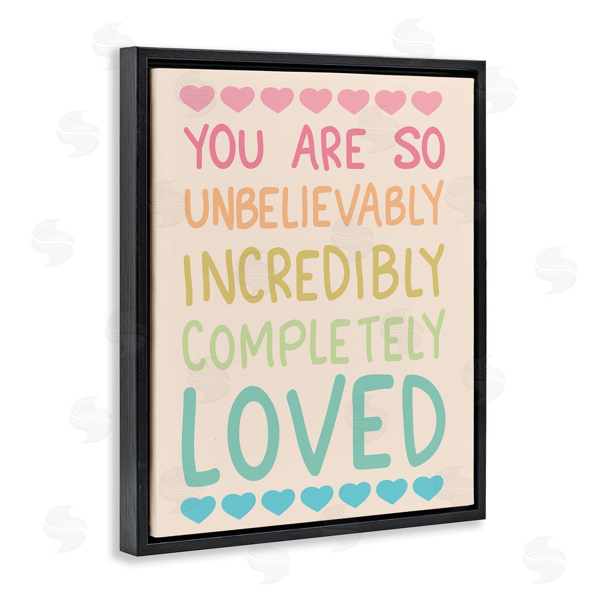 Completely Loved with Hearts Black Floating Frame Canvas Wall Art, Home Decor by Sweet Melody Designs