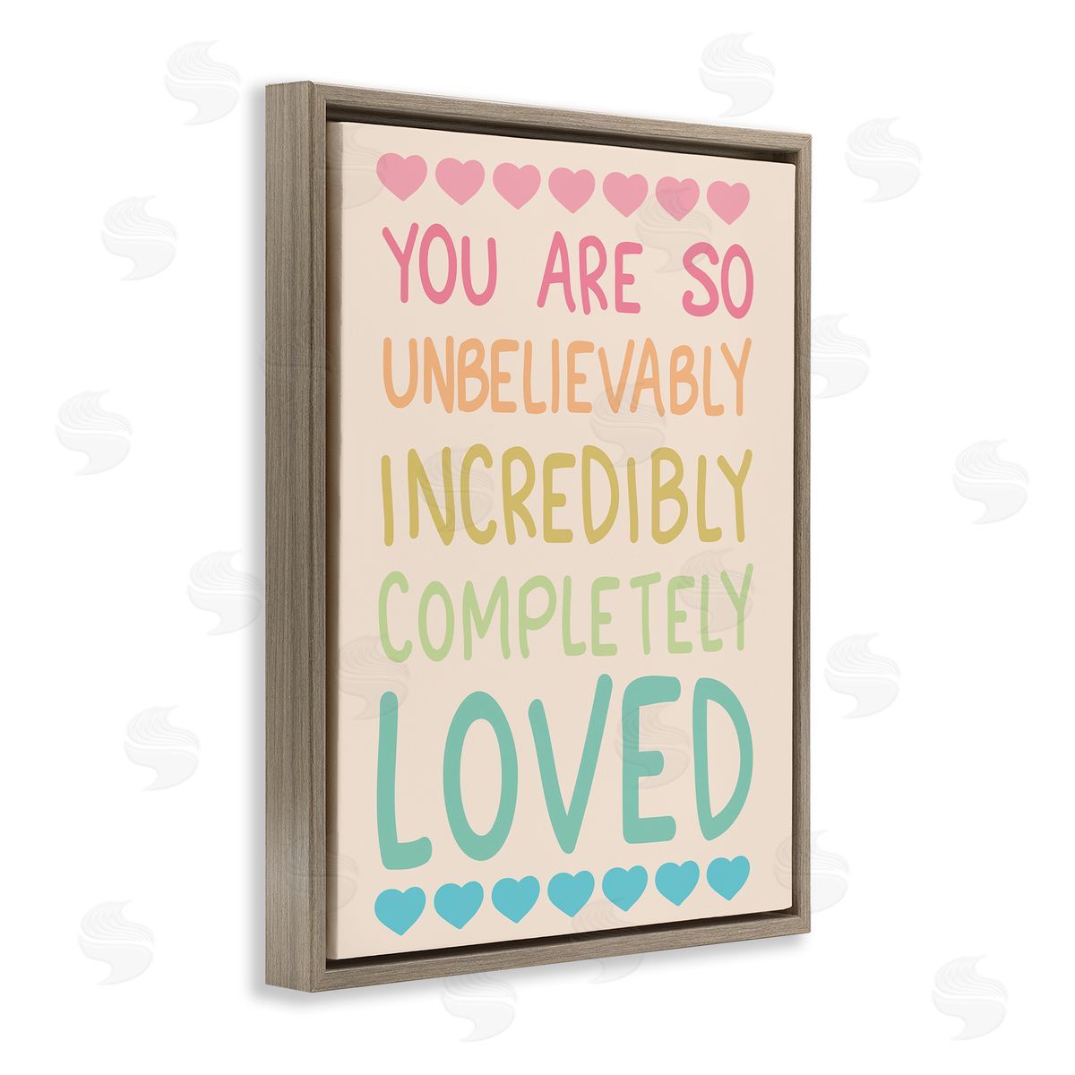 Completely Loved with Hearts Brown Floating Frame Canvas Wall Art, Home Decor by Sweet Melody Designs