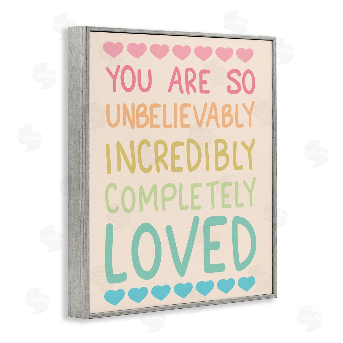 Completely Loved with Hearts Grey Frame Print Wall Art, Home Decor by Sweet Melody Designs