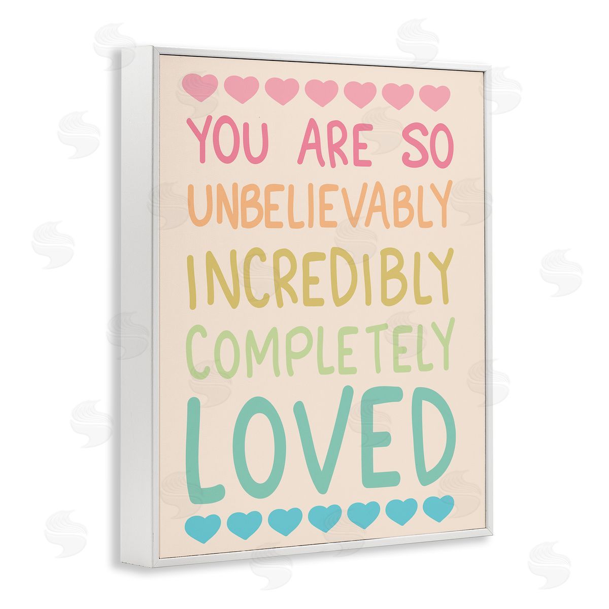 Completely Loved with Hearts White Frame Print Wall Art, Home Decor by Sweet Melody Designs