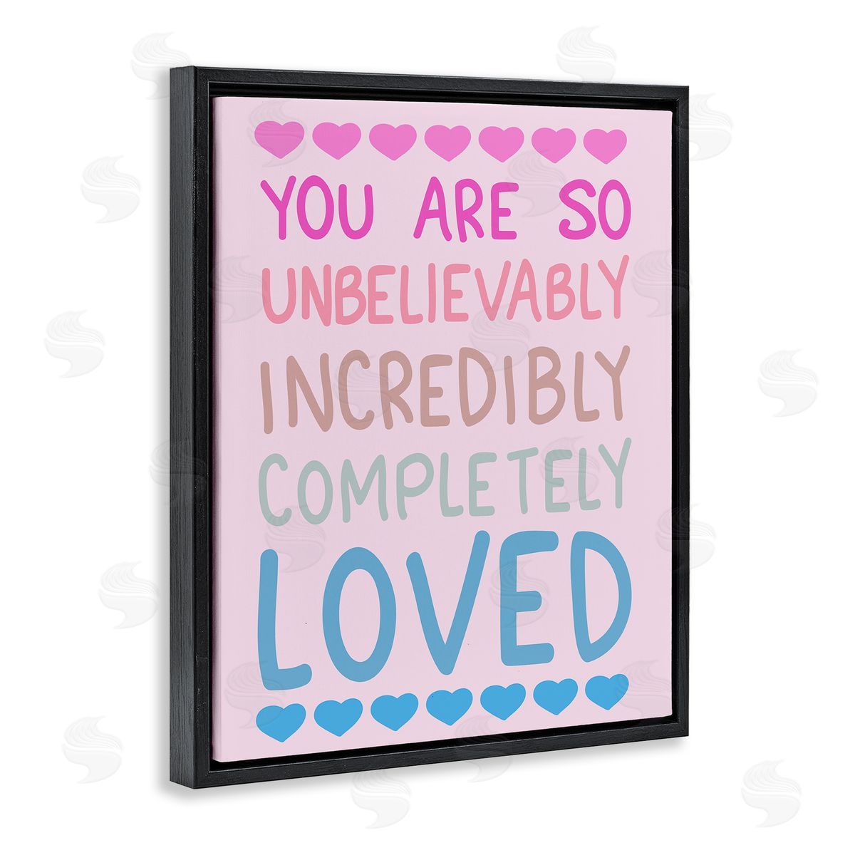 Incredibly Loved with Hearts Black Floating Frame Canvas Wall Art, Home Decor by Sweet Melody Designs