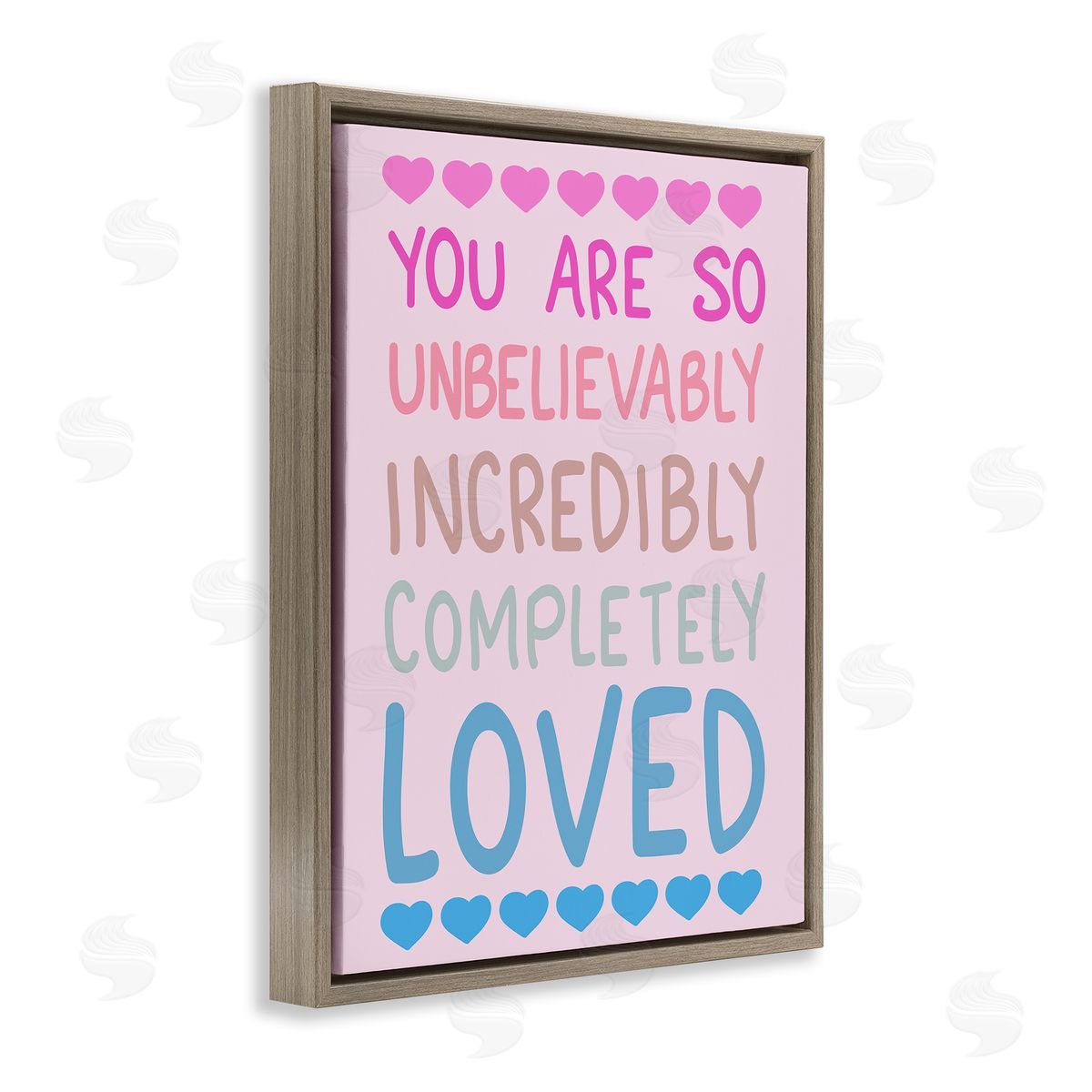 Incredibly Loved with Hearts Brown Floating Frame Canvas Wall Art, Home Decor by Sweet Melody Designs