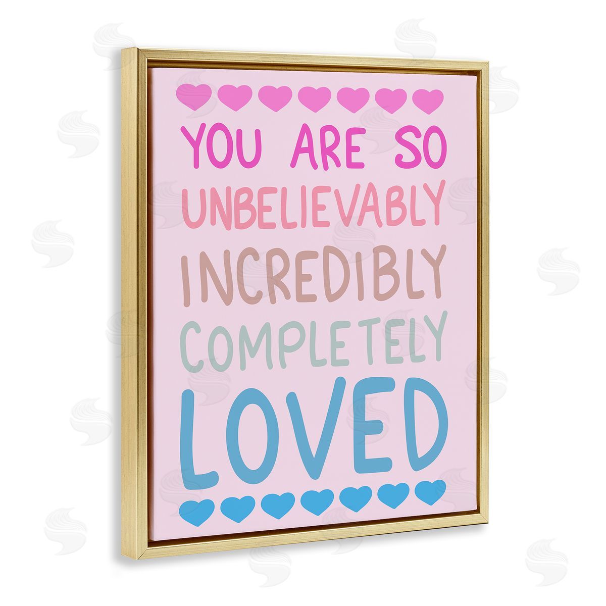 Incredibly Loved with Hearts Gold Floating Frame Canvas Wall Art, Home Decor by Sweet Melody Designs