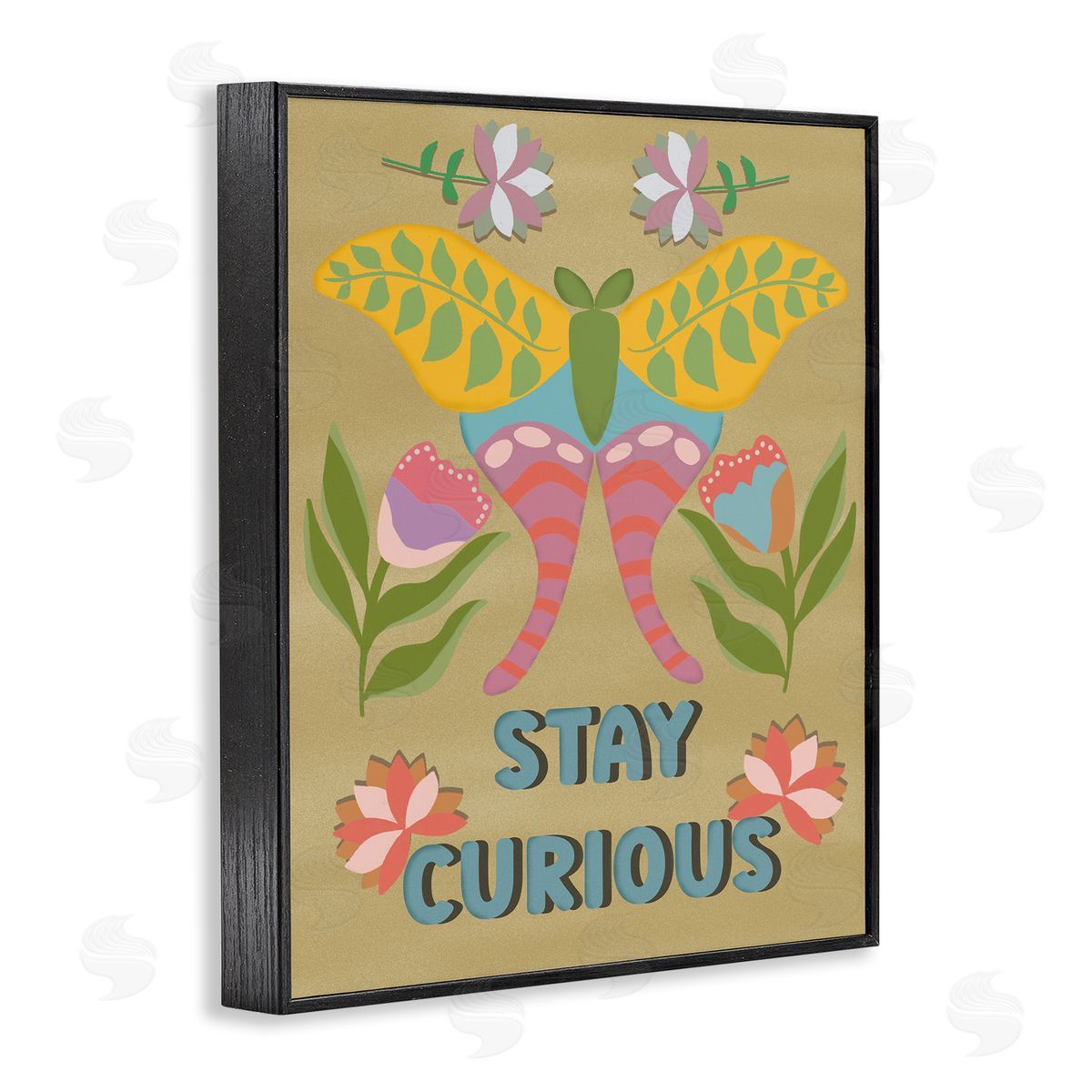 Stay Curious Butterfly Black Frame Print Wall Art, Home Decor by Julia Fox