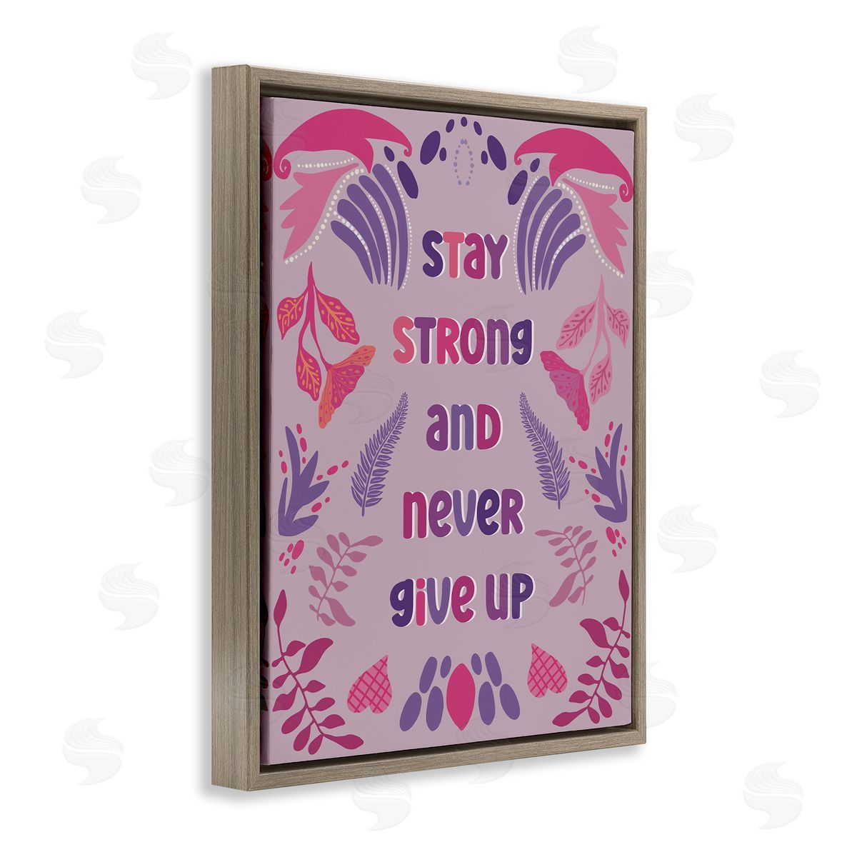 Never Give Up on Purple Brown Floating Frame Canvas Wall Art, Home Decor by Julia Fox