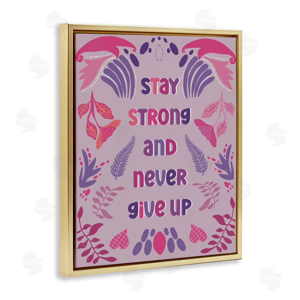Never Give Up on Purple Gold Floating Frame Canvas Wall Art, Home Decor by Julia Fox