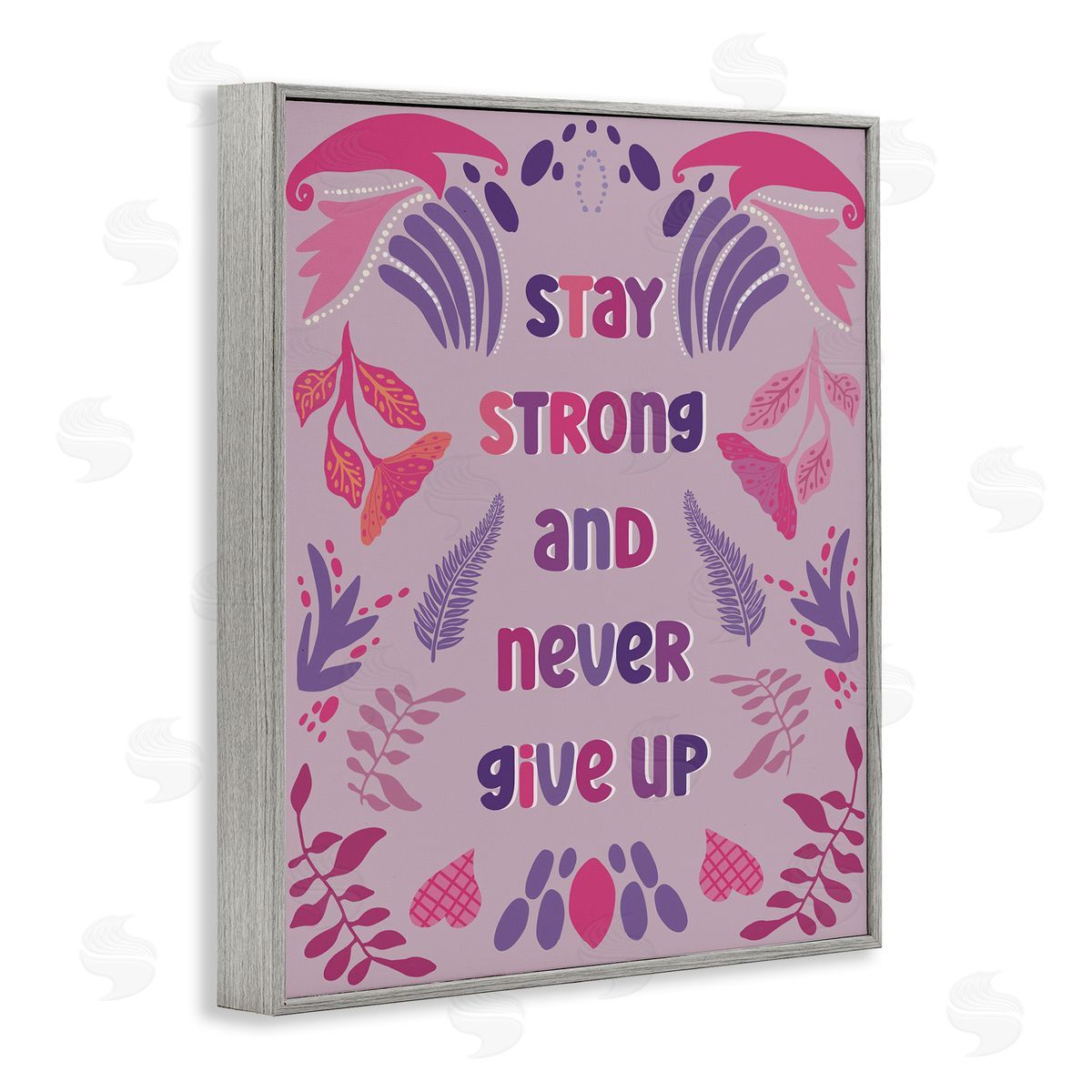 Never Give Up on Purple Grey Frame Print Wall Art, Home Decor by Julia Fox