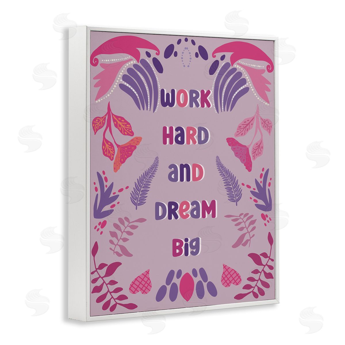 Work Hard Dream Big White Frame Print Wall Art, Home Decor by Julia Fox