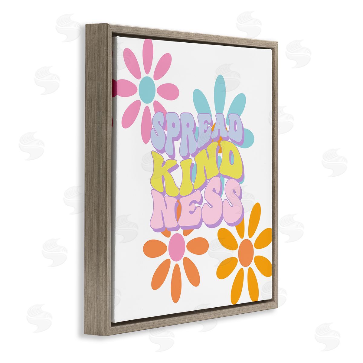 Groovy Spread Kindness Brown Floating Frame Canvas Wall Art, Home Decor by Jesse Keith