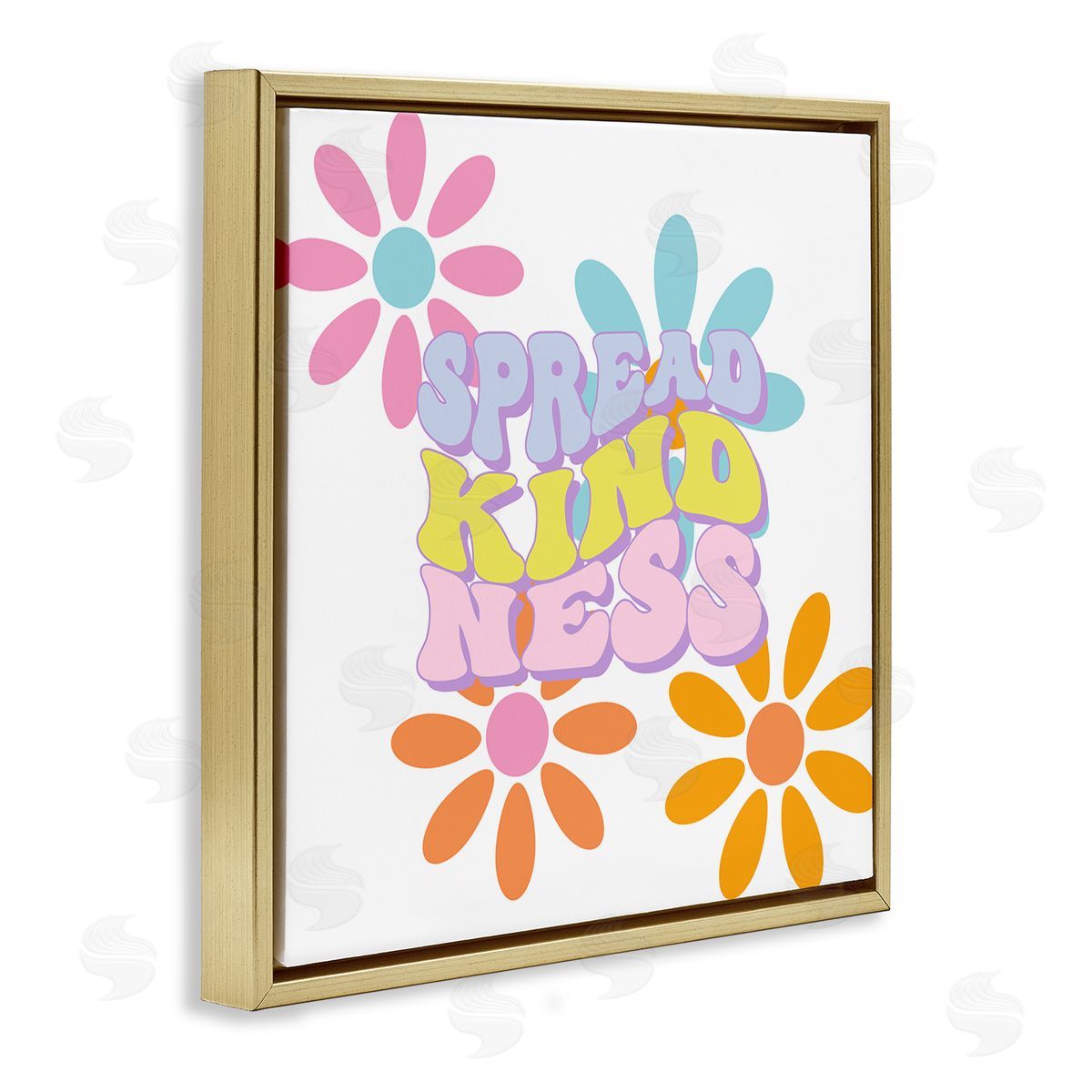 Groovy Spread Kindness Gold Floating Frame Canvas Wall Art, Home Decor by Jesse Keith