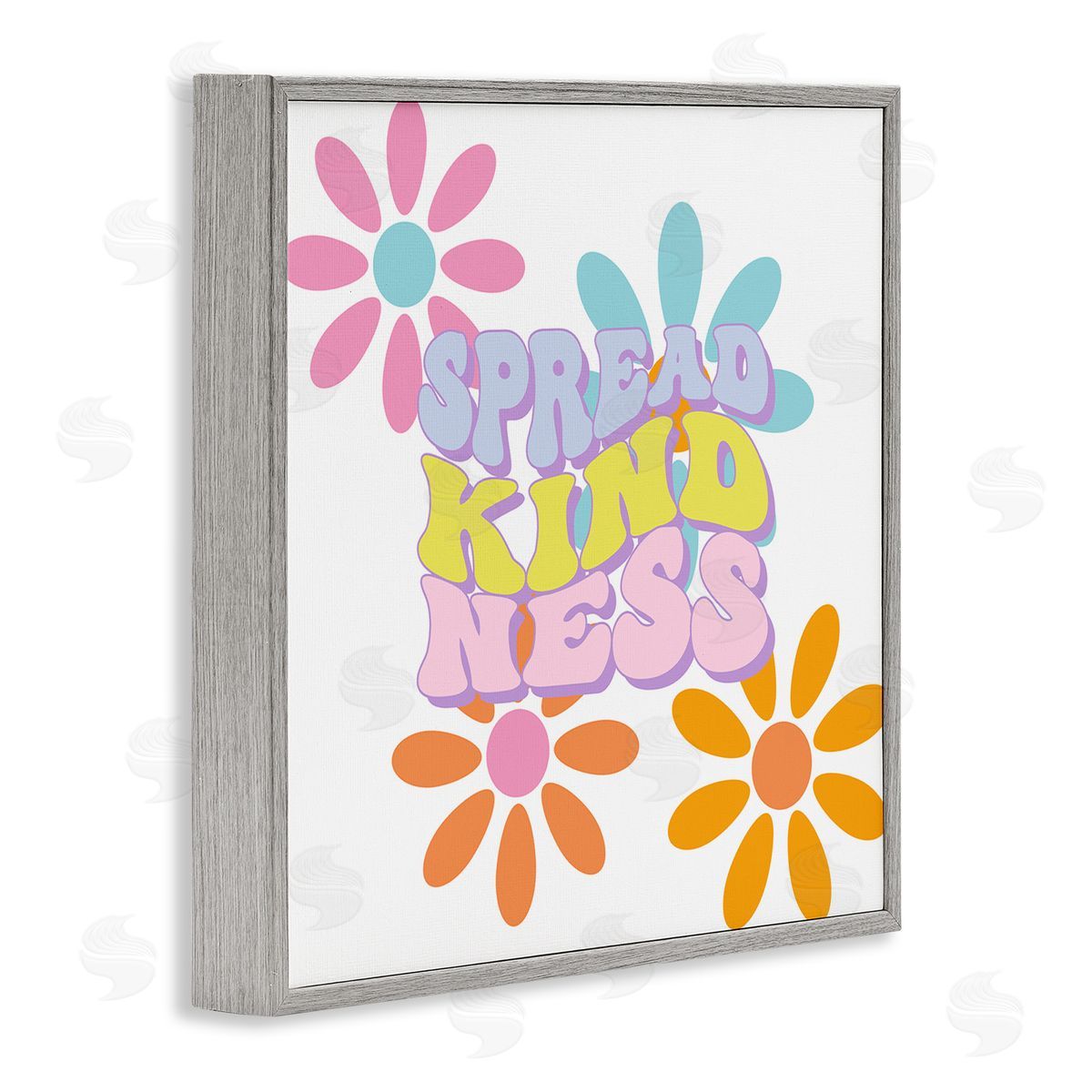 Groovy Spread Kindness Grey Frame Print Wall Art, Home Decor by Jesse Keith