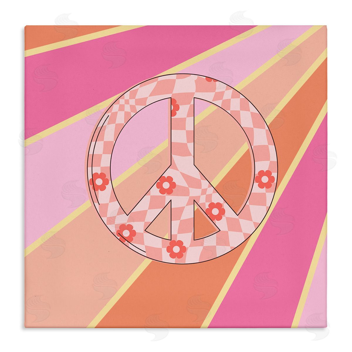 Beaming Floral Peace Symbol Canvas Wall Art, Home Decor by Jesse Keith