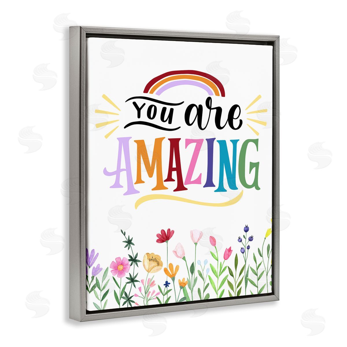 You Are Amazing Encouragement Grey Floating Frame Canvas Wall Art, Home Decor by Kim Allen