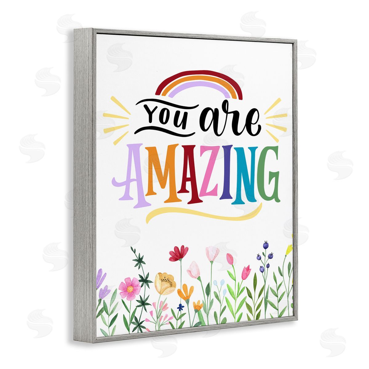 You Are Amazing Encouragement Grey Frame Print Wall Art, Home Decor by Kim Allen