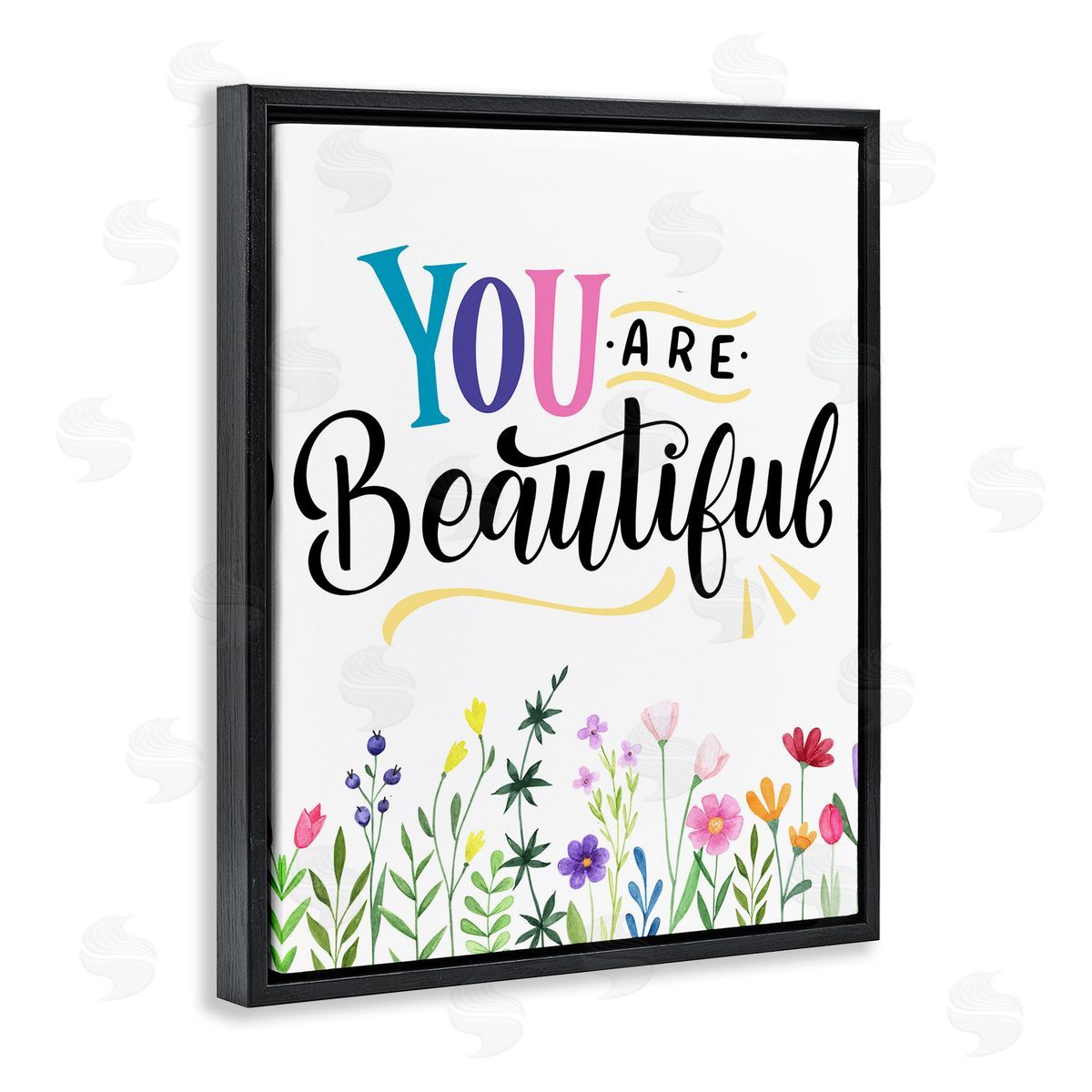 You Are Beautiful Encouragement Black Floating Frame Canvas Wall Art, Home Decor by Kim Allen