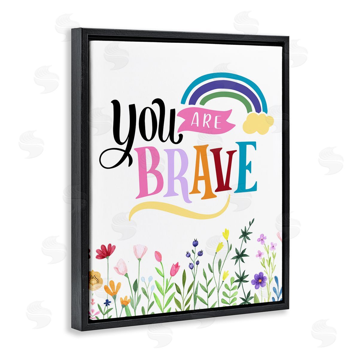 You Are Brave Encouragement Black Floating Frame Canvas Wall Art, Home Decor by Kim Allen