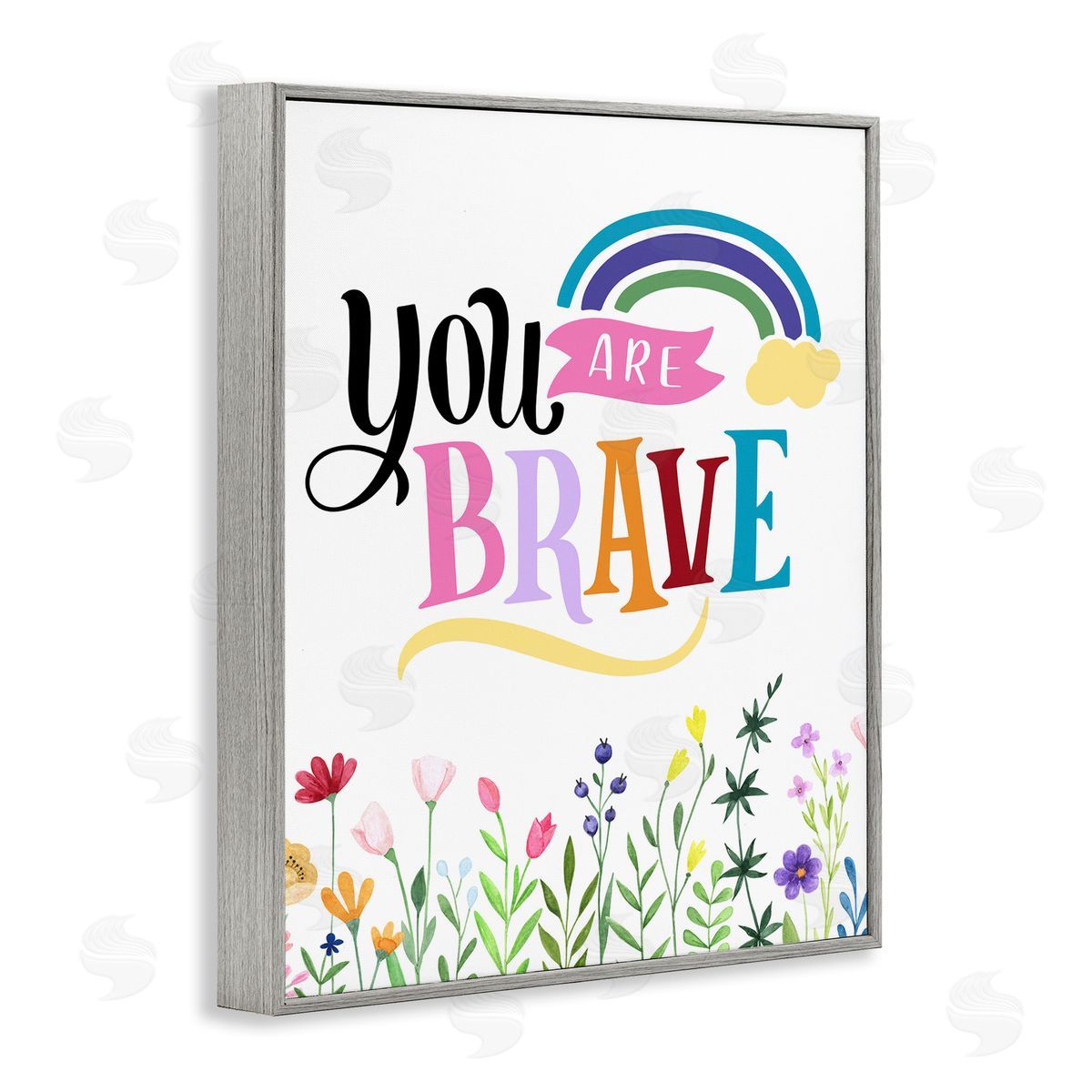 You Are Brave Encouragement Grey Frame Print Wall Art, Home Decor by Kim Allen