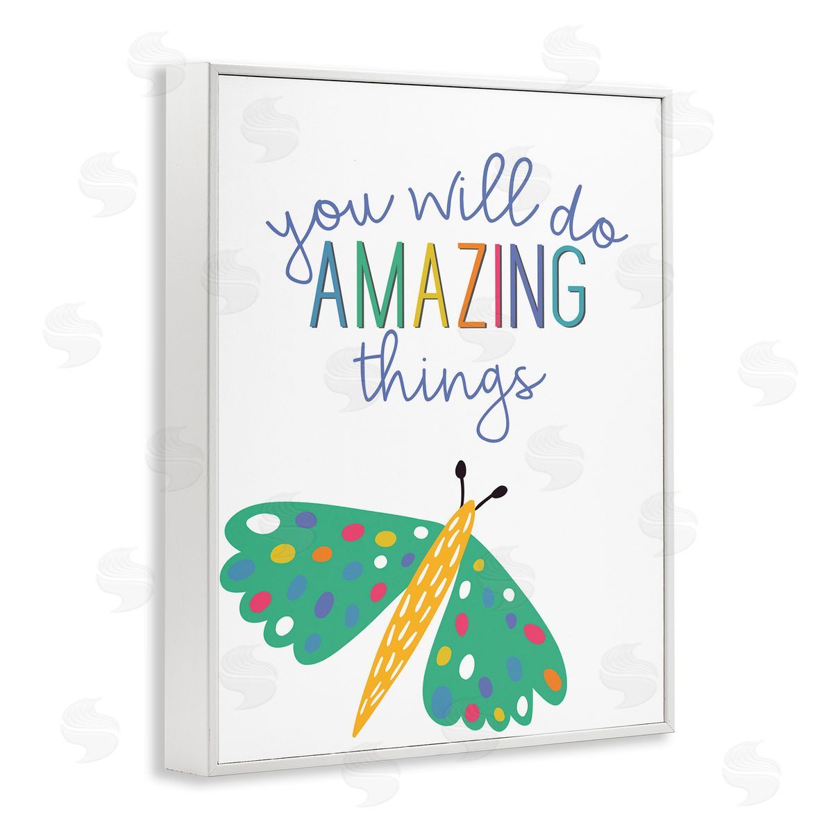 Amazing Things with Dragonfly White Frame Print Wall Art, Home Decor by Kim Allen