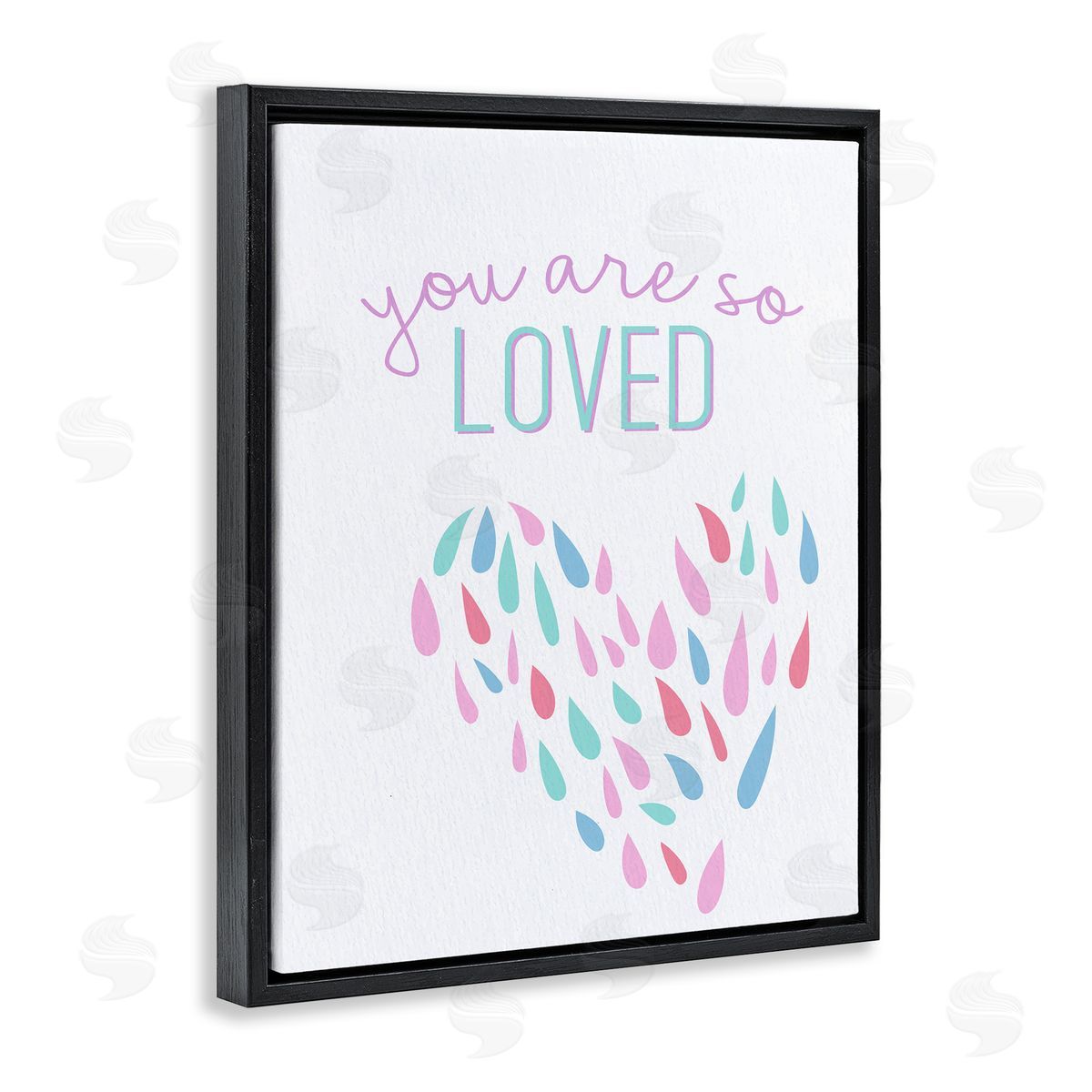 So Loved Abstract Heart Black Floating Frame Canvas Wall Art, Home Decor by Kim Allen