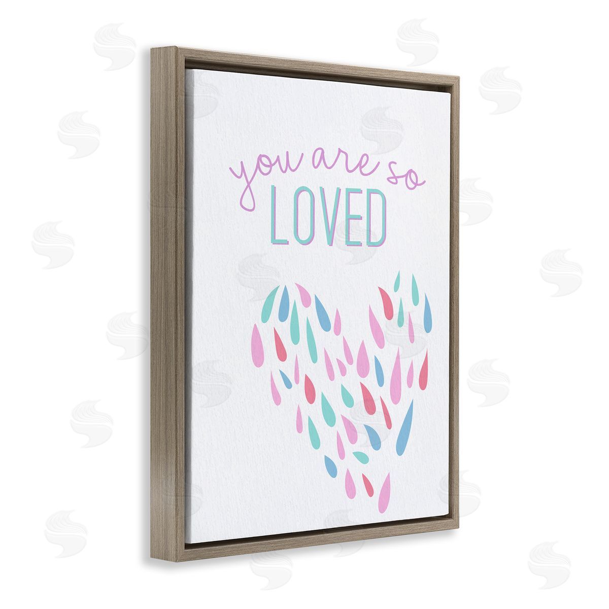 So Loved Abstract Heart Brown Floating Frame Canvas Wall Art, Home Decor by Kim Allen
