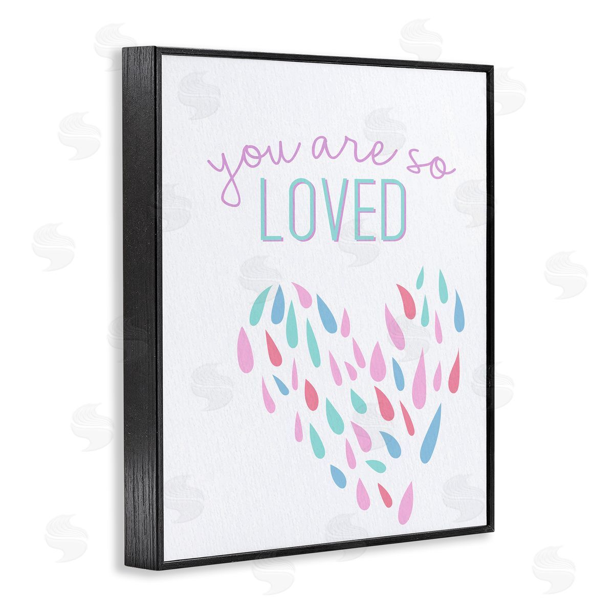 So Loved Abstract Heart Black Frame Print Wall Art, Home Decor by Kim Allen