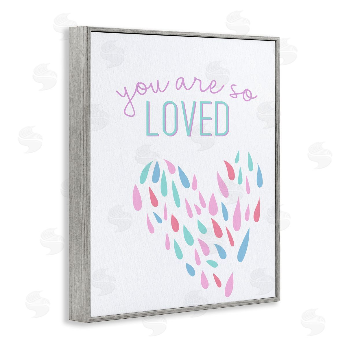 So Loved Abstract Heart Grey Frame Print Wall Art, Home Decor by Kim Allen