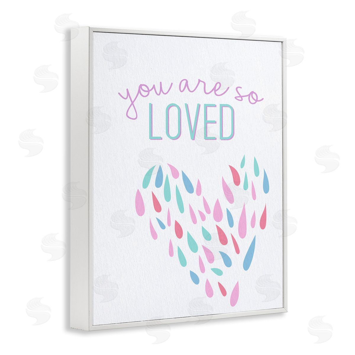 So Loved Abstract Heart White Frame Print Wall Art, Home Decor by Kim Allen