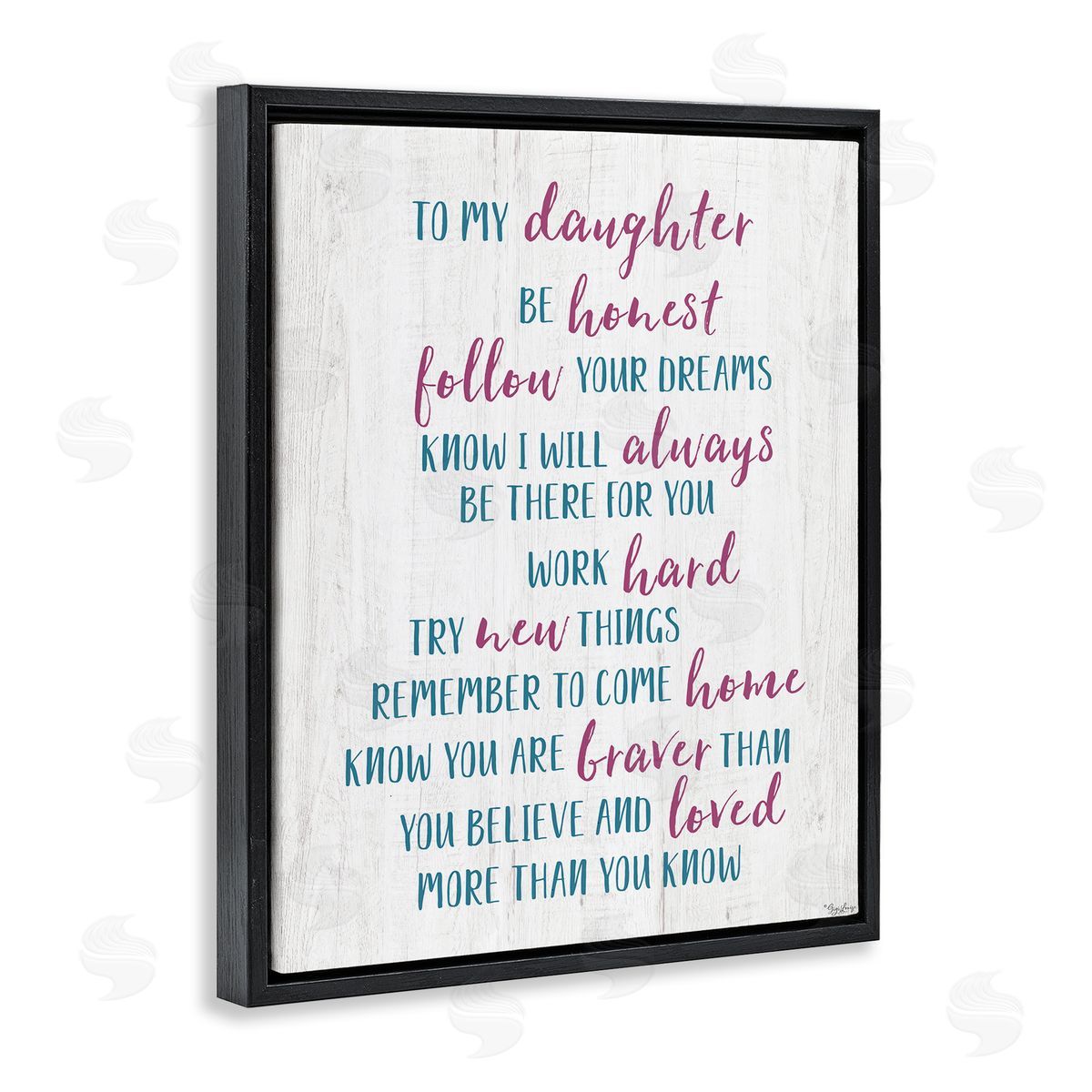 To My Daughter Positive Parent Black Floating Frame Canvas Wall Art, Home Decor by Gigi Louise