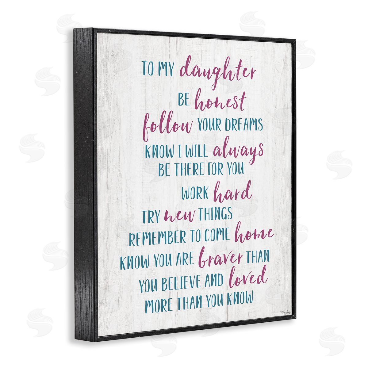 To My Daughter Positive Parent Black Frame Print Wall Art, Home Decor by Gigi Louise