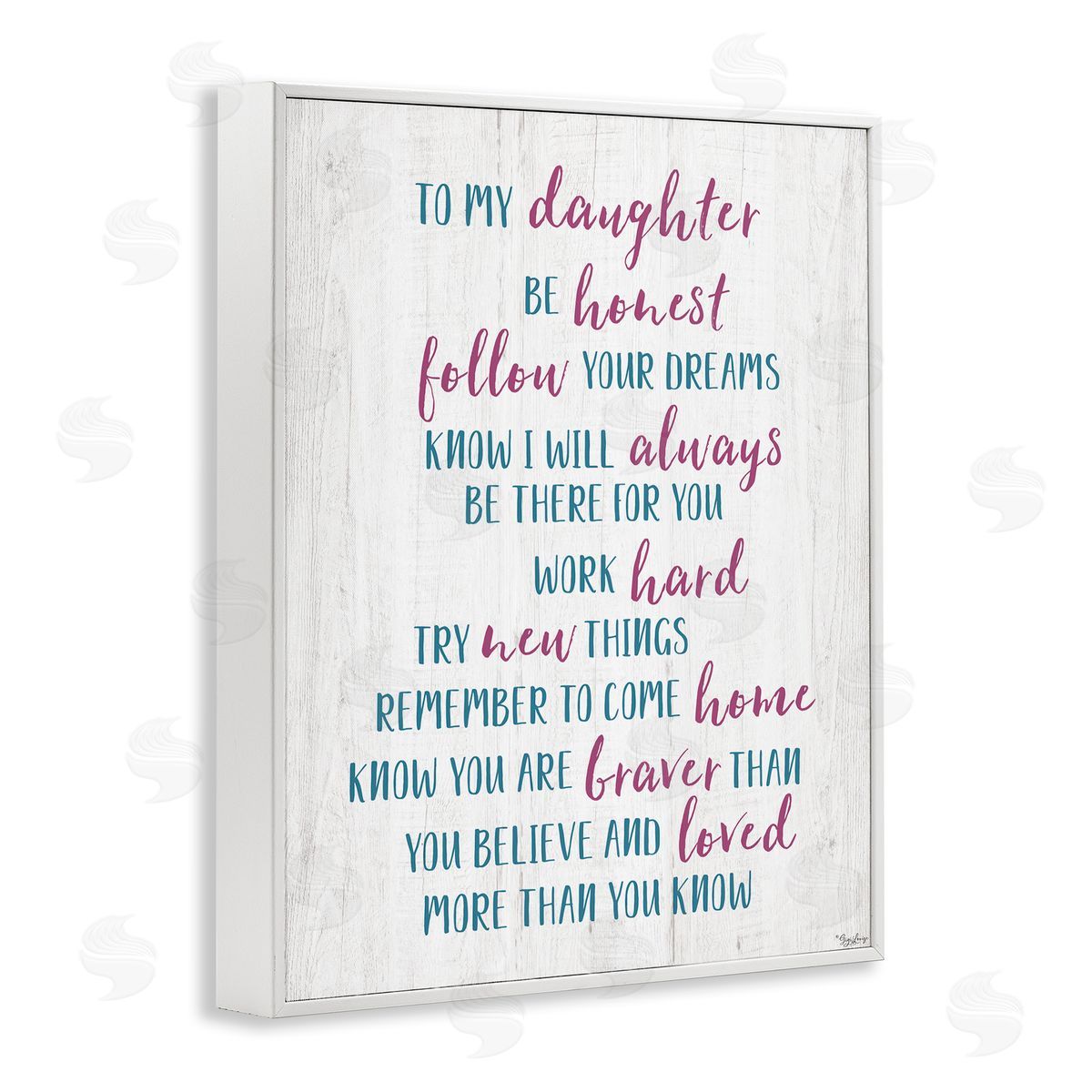 To My Daughter Positive Parent White Frame Print Wall Art, Home Decor by Gigi Louise