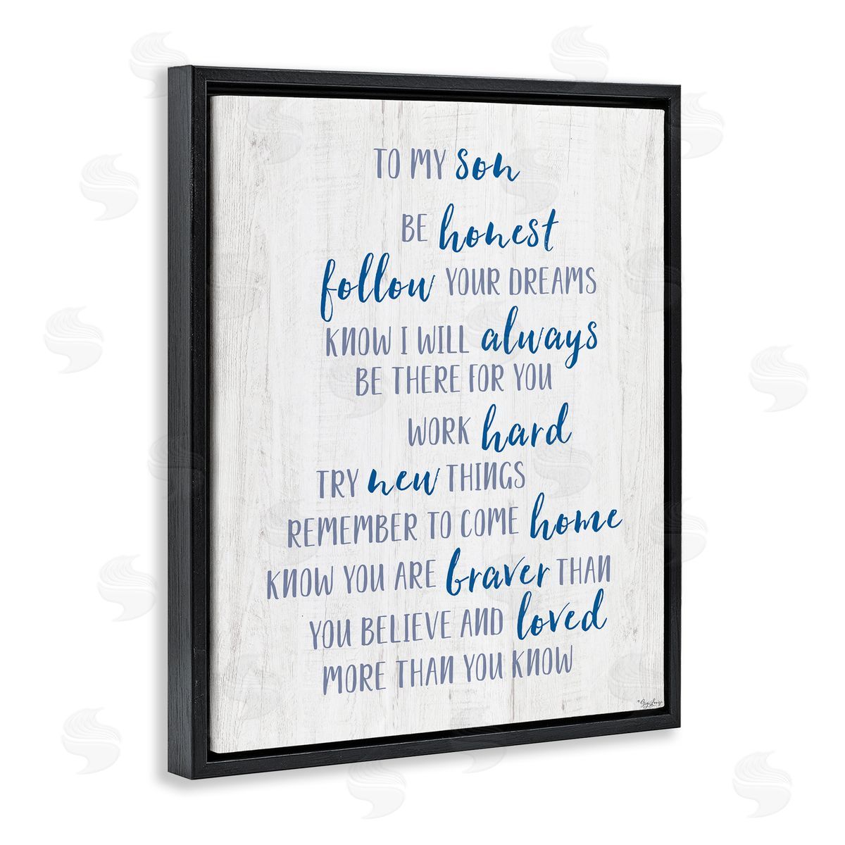 To My Son Positive Parent Black Floating Frame Canvas Wall Art, Home Decor by Gigi Louise