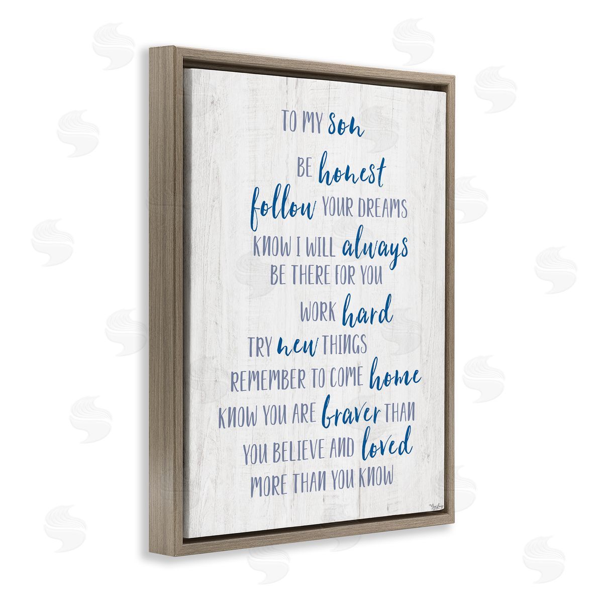 To My Son Positive Parent Brown Floating Frame Canvas Wall Art, Home Decor by Gigi Louise