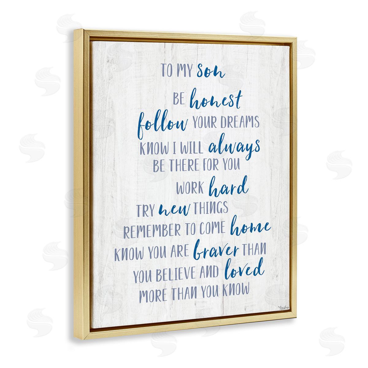 To My Son Positive Parent Gold Floating Frame Canvas Wall Art, Home Decor by Gigi Louise
