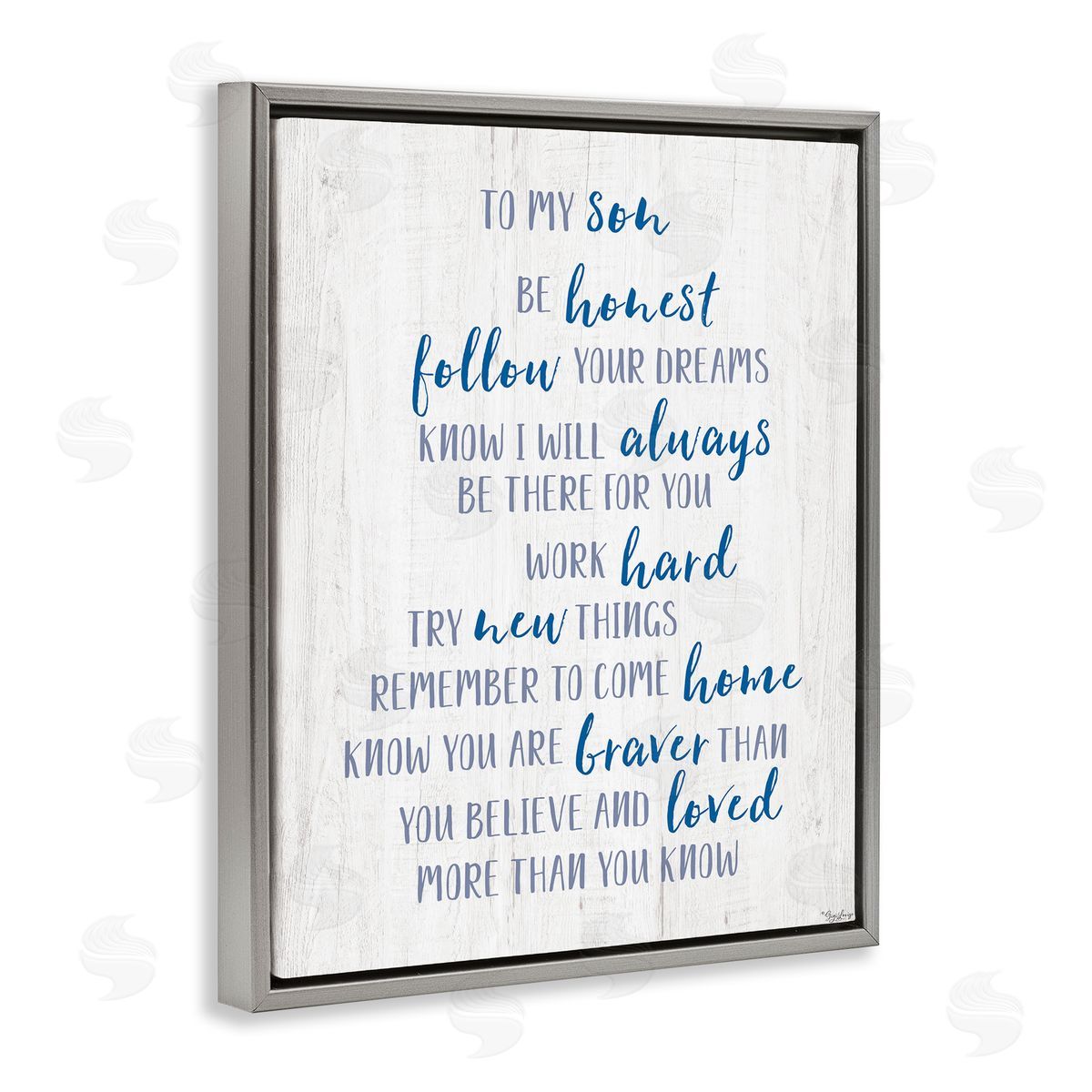 To My Son Positive Parent Grey Floating Frame Canvas Wall Art, Home Decor by Gigi Louise