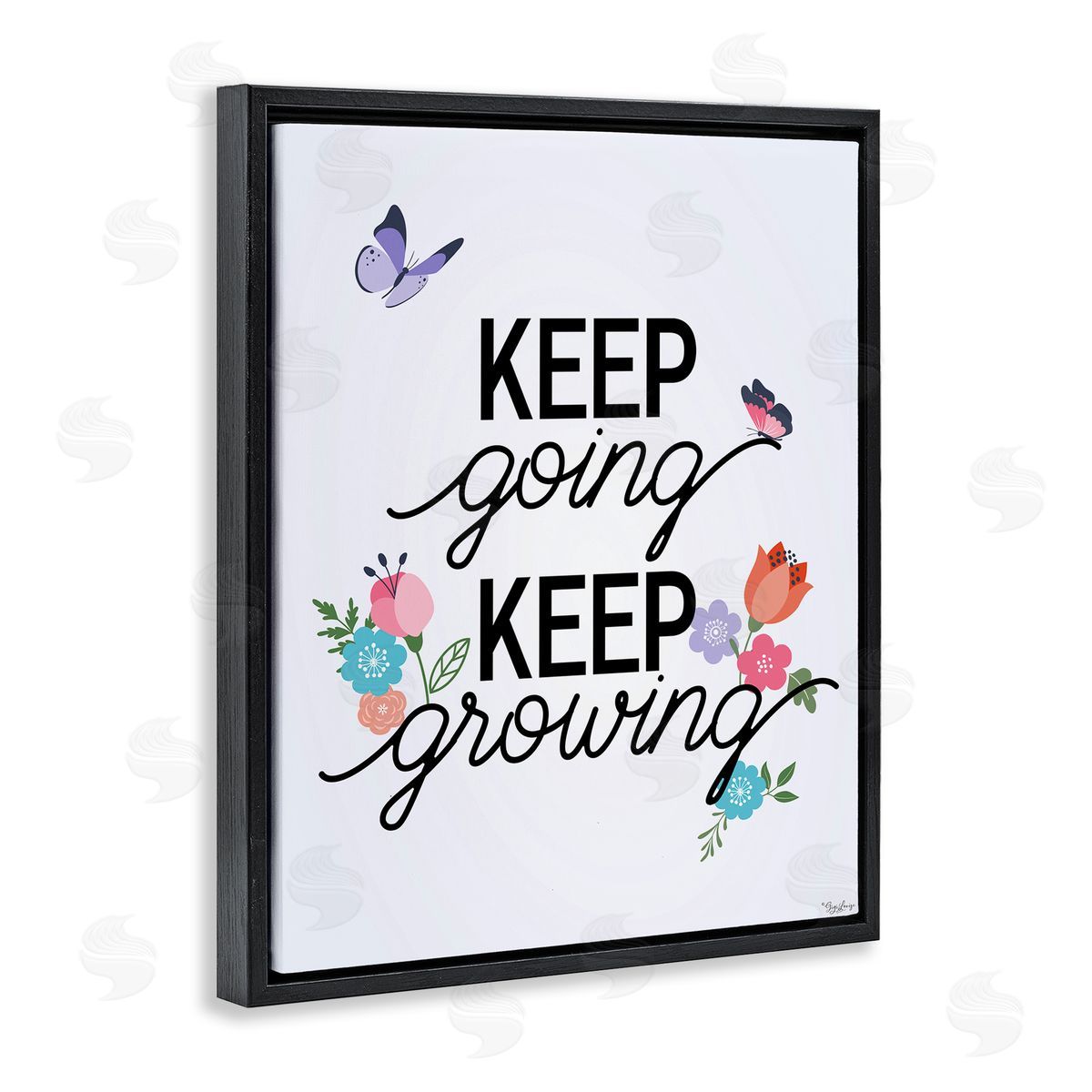 Keep Going & Growing Black Floating Frame Canvas Wall Art, Home Decor by Gigi Louise
