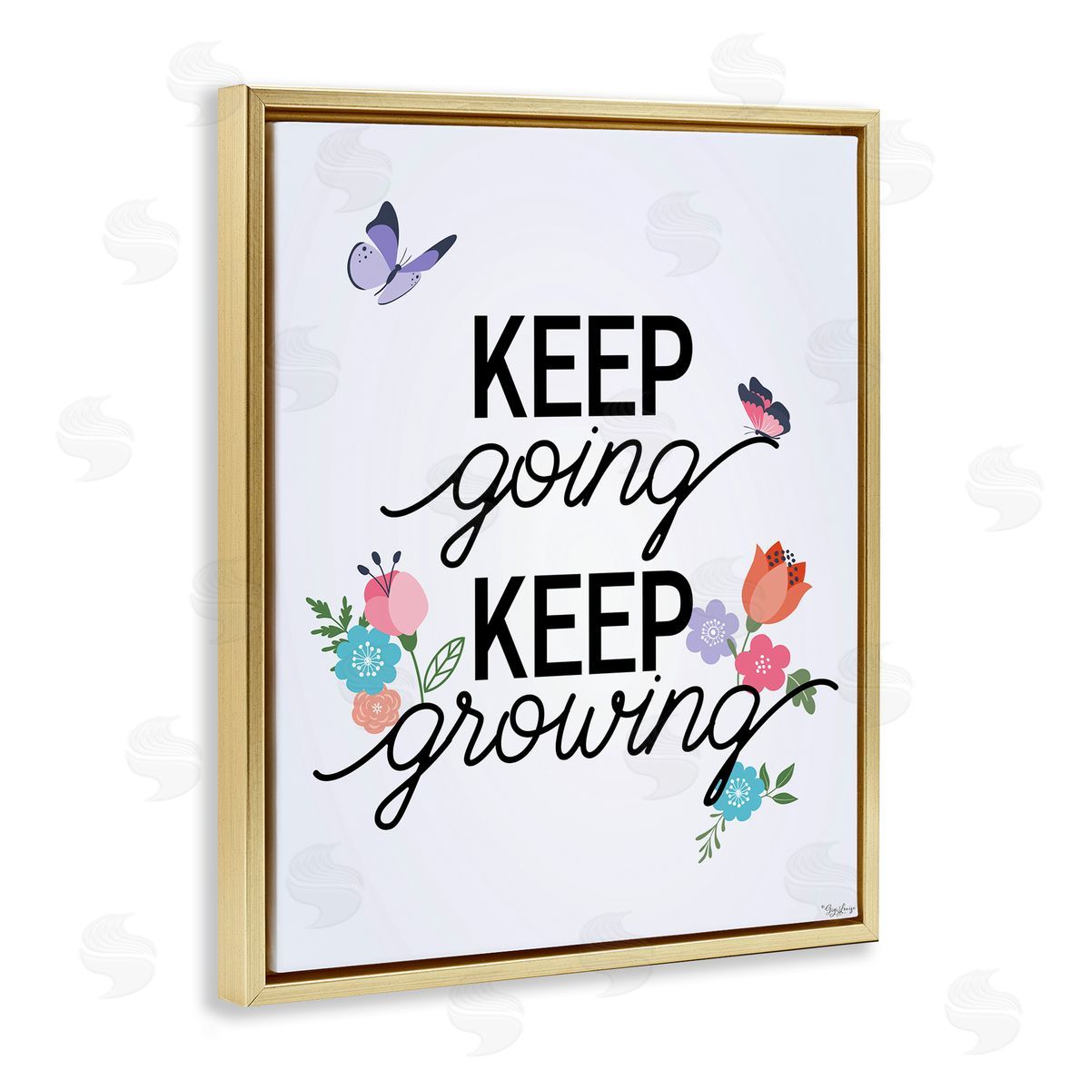 Keep Going & Growing Gold Floating Frame Canvas Wall Art, Home Decor by Gigi Louise