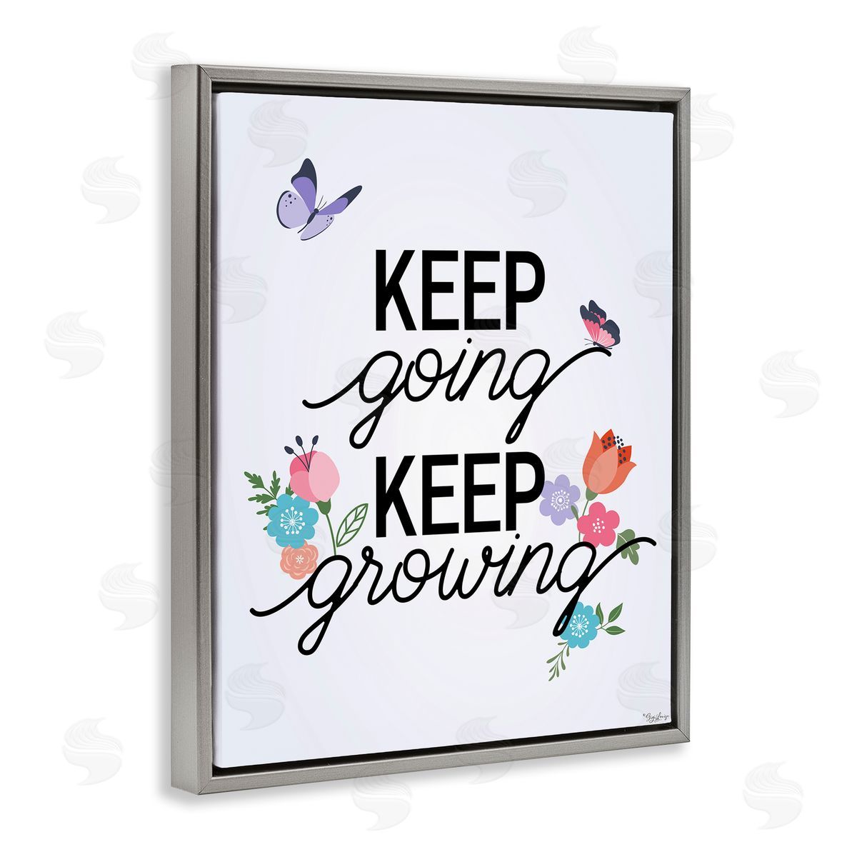 Keep Going & Growing Grey Floating Frame Canvas Wall Art, Home Decor by Gigi Louise