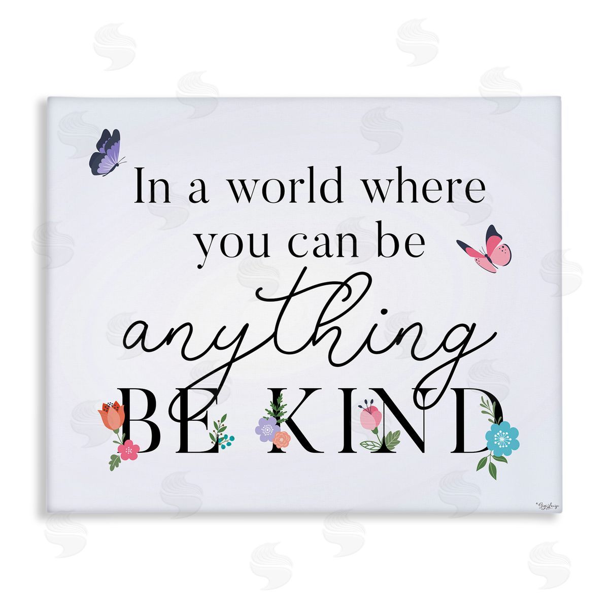Floral & Butterflies Be Kind Canvas Wall Art, Home Decor by Gigi Louise