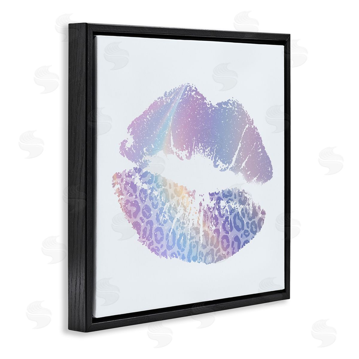 Purple Rainbow Lipstick Black Floating Frame Canvas Wall Art, Home Decor by Kim Allen