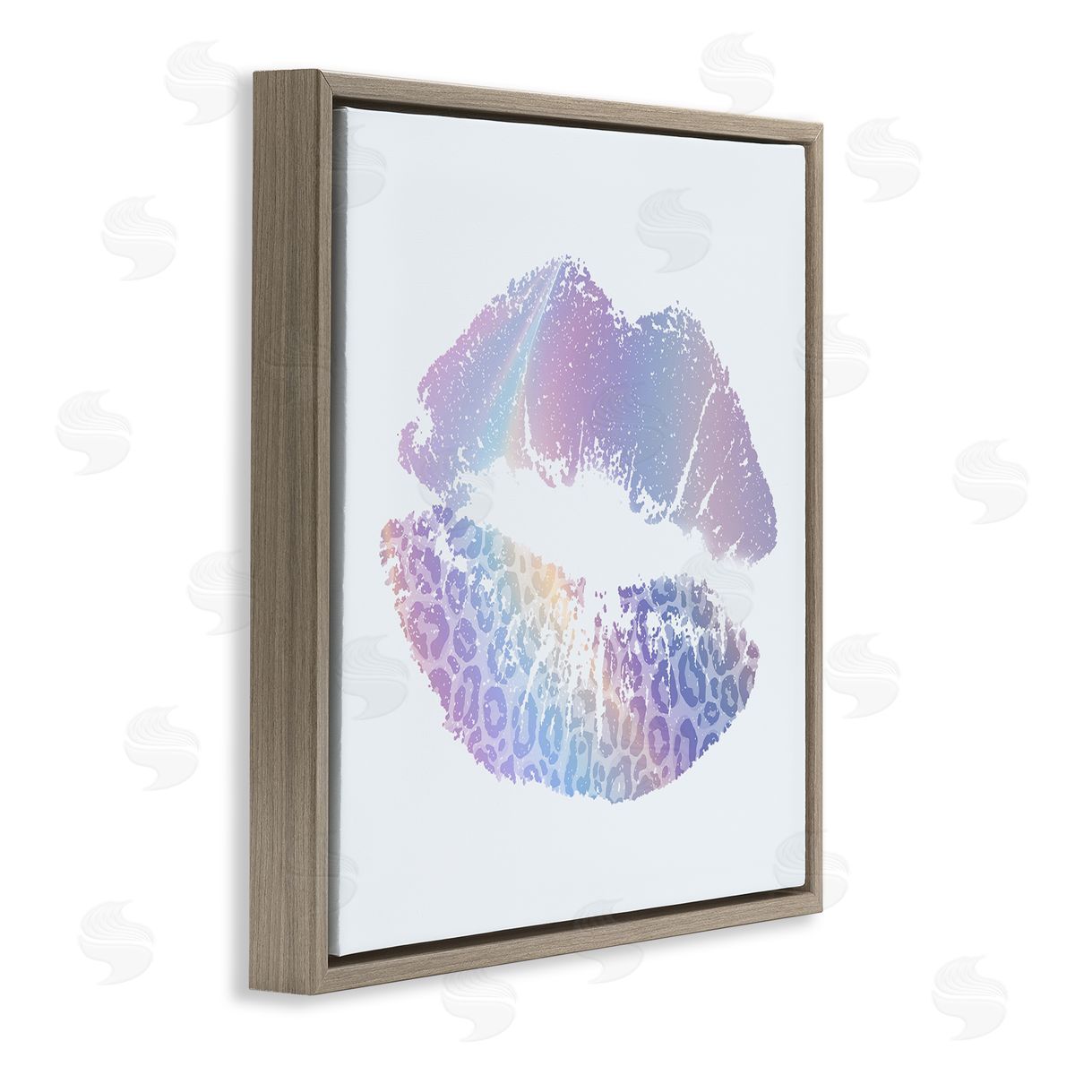 Purple Rainbow Lipstick Brown Floating Frame Canvas Wall Art, Home Decor by Kim Allen