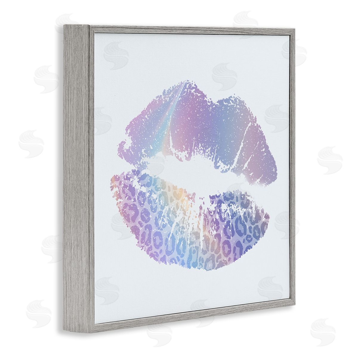 Purple Rainbow Lipstick Grey Frame Print Wall Art, Home Decor by Kim Allen