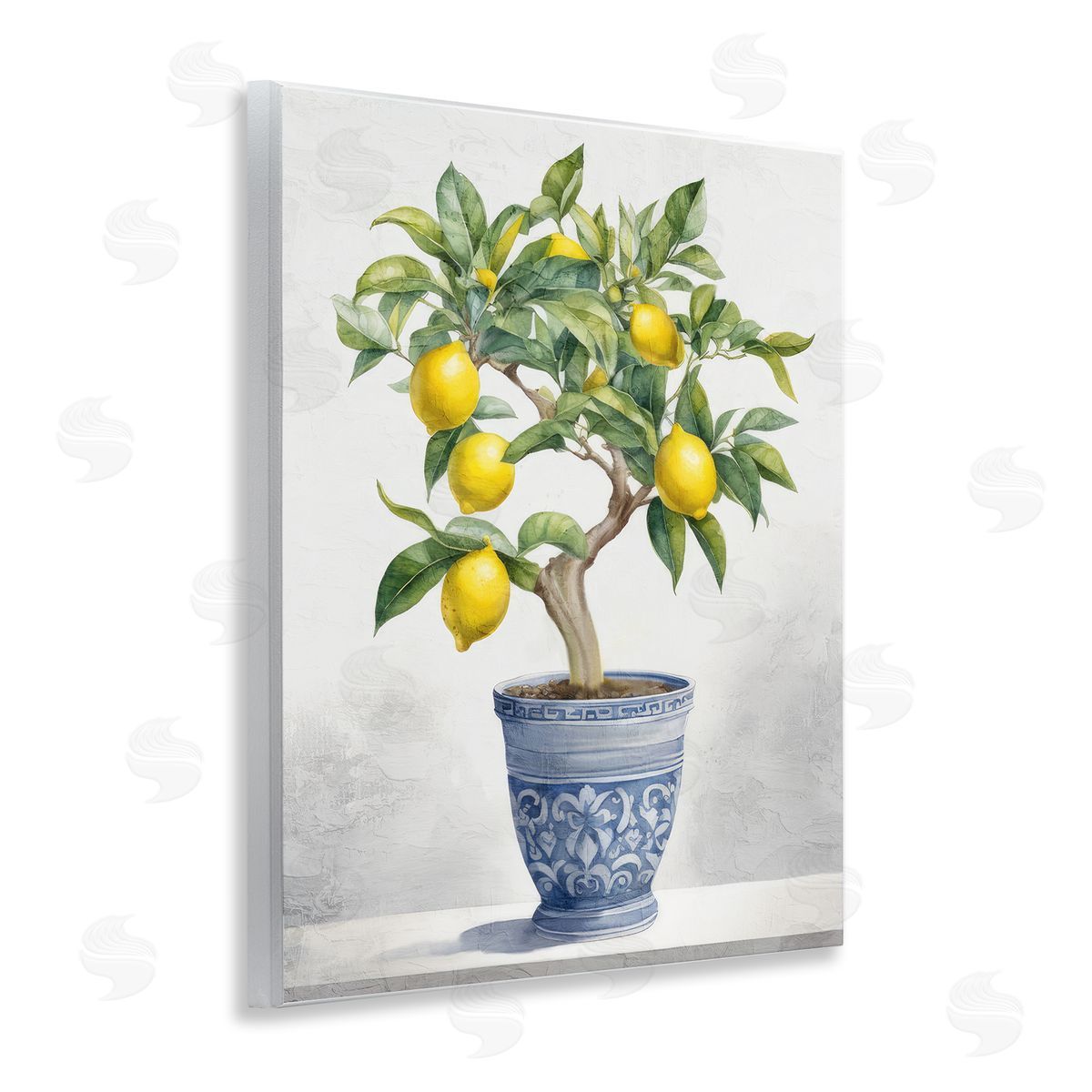 Traditional Potted Lemon Tree Wood Plaque Wall Art, Home Decor by Kim Allen