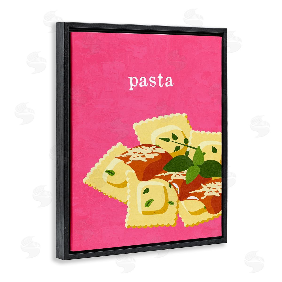 Ravioli Pasta Dish Black Floating Frame Canvas Wall Art, Home Decor by Kim Allen