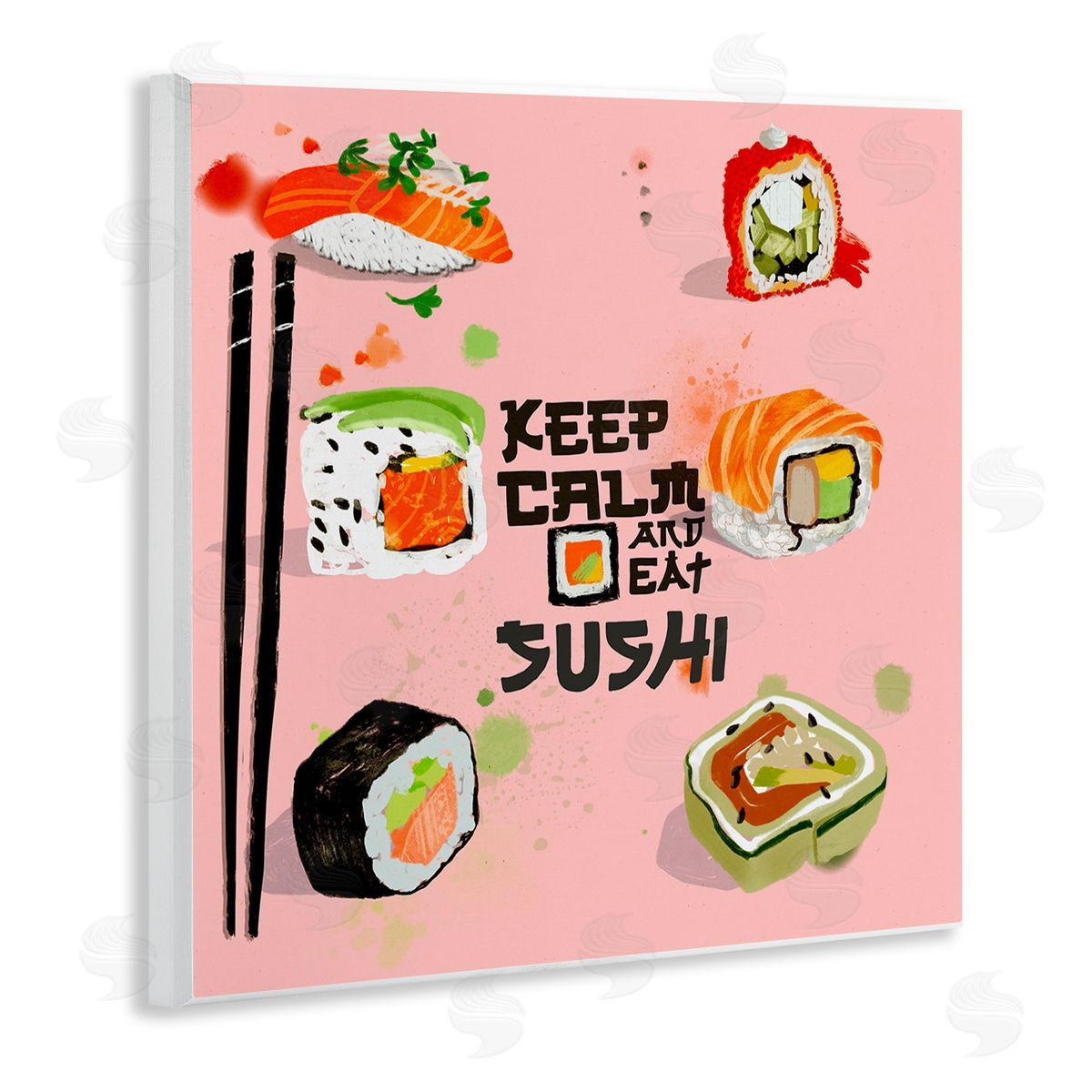 Keep Calm & Eat Sushi Wood Plaque Wall Art, Home Decor by Juliet Rose Philips